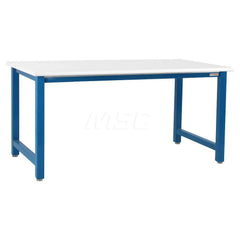 Stationary Work Bench: 120″ Wide, 30″ Deep, 34″ High, Light Blue & White 6,600 lb Capacity