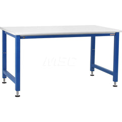 Stationary Work Bench: 72″ Wide, 24″ Deep, 42″ High, Light Blue 1,000 lb Capacity