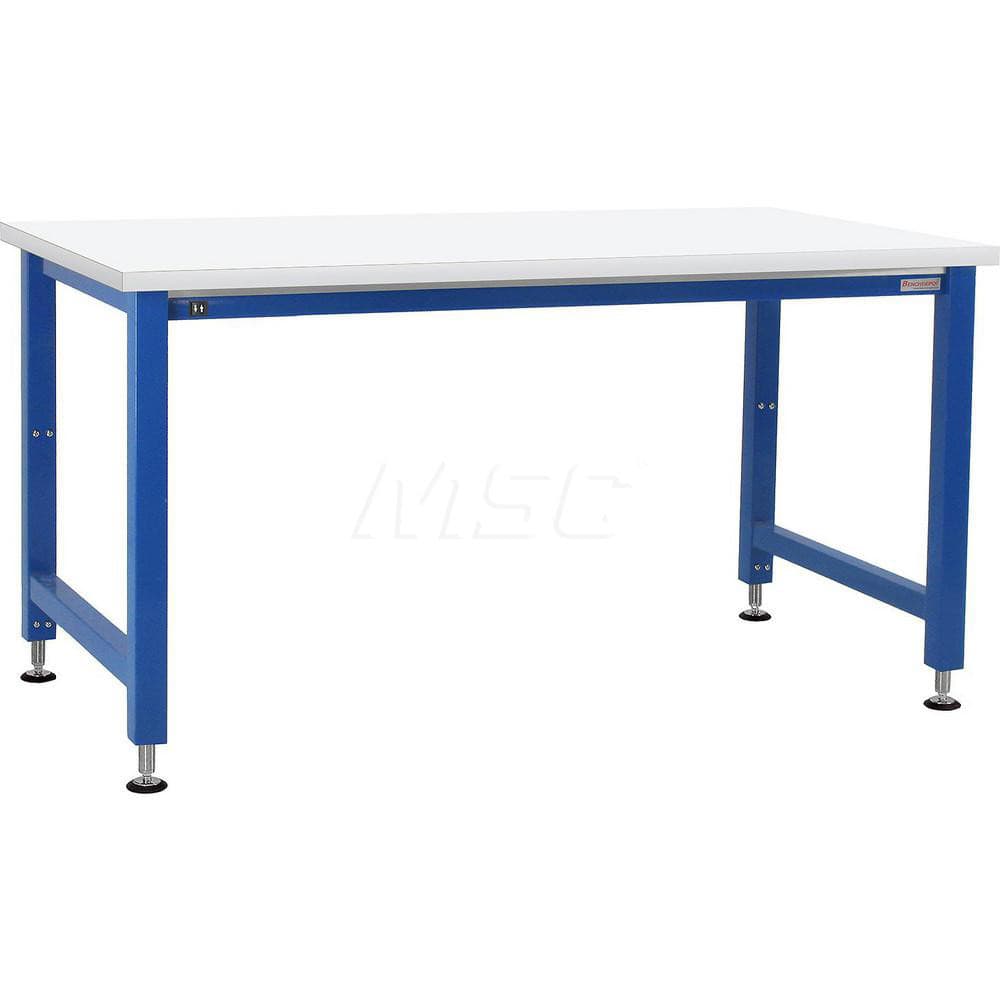 Stationary Work Bench: 60″ Wide, 24″ Deep, 42″ High, Light Blue & White 1,000 lb Capacity