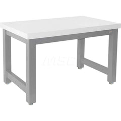 Stationary Work Bench: 72″ Wide, 24″ Deep, 34″ High, Gray & White 20,000 lb Capacity