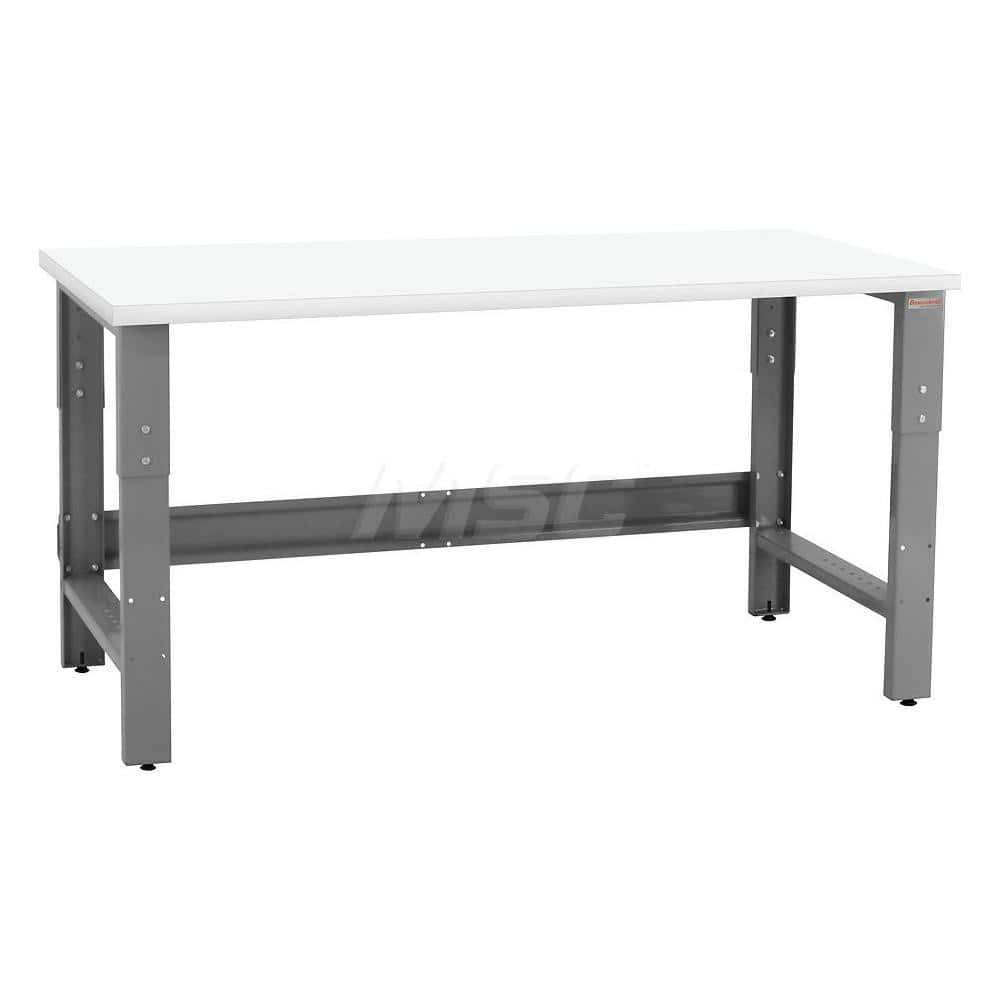 Stationary Work Bench: 60″ Wide, 36″ Deep, 36″ High, Gray & White 1,200 lb Capacity