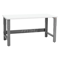 Stationary Work Bench: 96″ Wide, 30″ Deep, 36″ High, Gray & White 1,200 lb Capacity