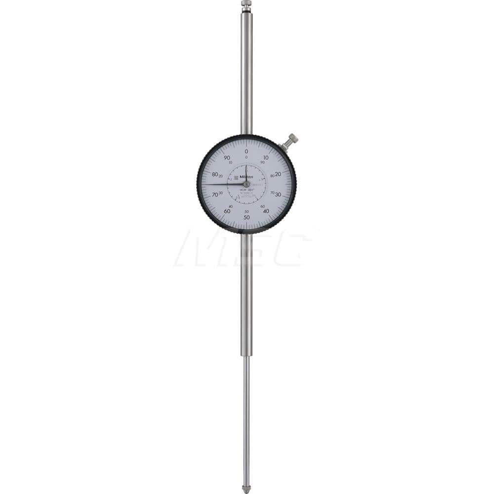 Dial Drop Indicator: 0 to 2″ Range, 0-100 Dial Reading, 0.001″ Graduation 0.1″ per Revolution, Lug Back,  ±0.005″ Accuracy