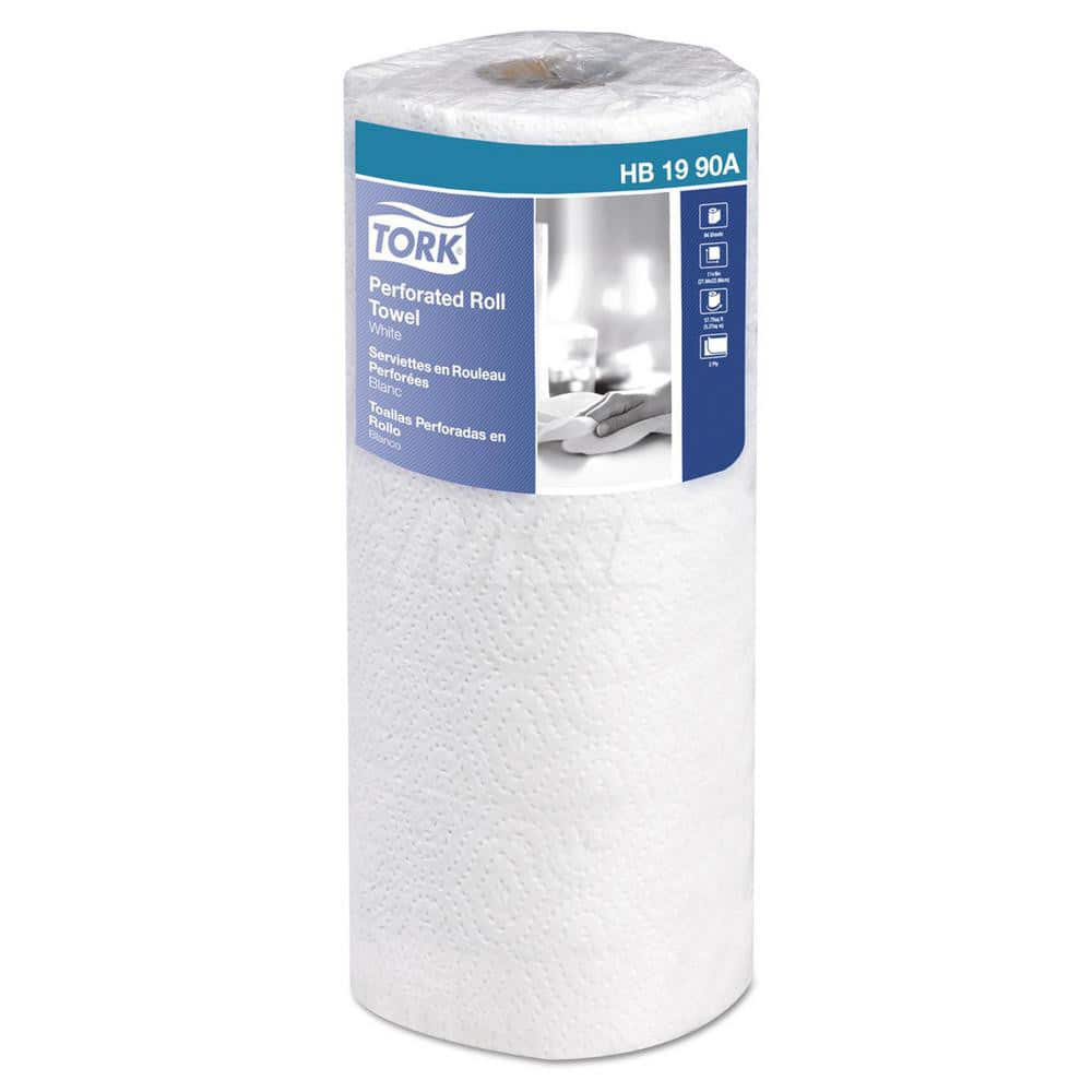 Paper Towels: Perforated Roll, Roll, 2 Ply, Recycled Fiber, White 63' Roll Length, 84 Sheets