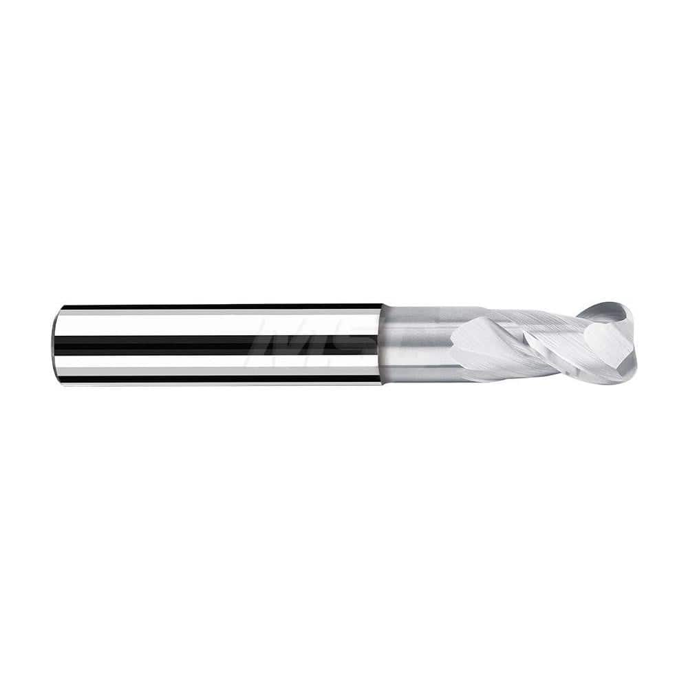 Corner Radius End Mill: 0.9843″ Dia, 1.063″ LOC, 0.0984″ Radius, 2 Flutes, Solid Carbide 5.1969″ OAL, 0.9843″ Shank Dia, 40 ° Helix, Bright/Uncoated, Corner Radius End, Centercutting, Series AX-RV2