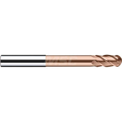 Ball End Mill: 4.1339″ Dia, 0.7874″ LOC, 4 Flute, Solid Carbide 105 mm OAL, 10 mm Shank Dia, 40 ° Helix, Duro-Si Coated, Single End, Series Sphero-X