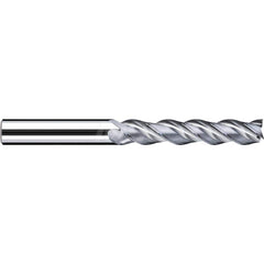 Square End Mill: 0.6299'' Dia, 3.3071'' LOC, 0.6299'' Shank Dia, 5.6693'' OAL, 3 Flutes, Solid Carbide Single End, Uncoated, Spiral Flute, 40 ™ Variable Helix, Centercutting, RH Cut, RH Flute, Series AX