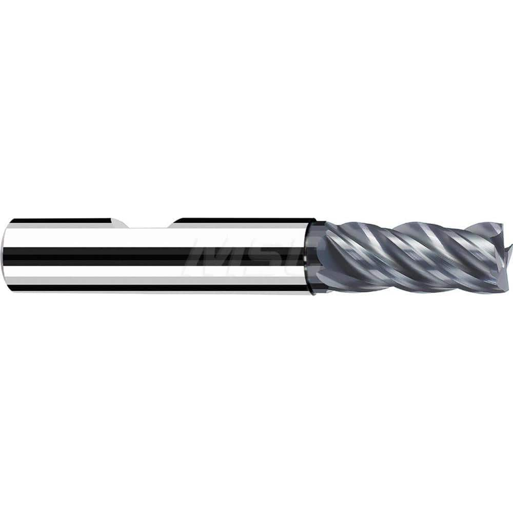 Square End Mill: 0.9843'' Dia, 1.7717'' LOC, 0.9843'' Shank Dia, 4.7638'' OAL, 3 Flutes, Solid Carbide Single End, Polychrom Finish, Spiral Flute, 40 ™ Variable Helix, Centercutting, RH Cut, RH Flute, Series Favora