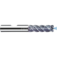 Corner Radius End Mill: 0.4724″ Dia, 1.7323″ LOC, 0.0984″ Radius, 4 Flutes, Solid Carbide 3.8189″ OAL, 0.4724″ Shank Dia, 45 ° Helix, Polychrome Coated, Corner Radius End, Series MB-RNVDS