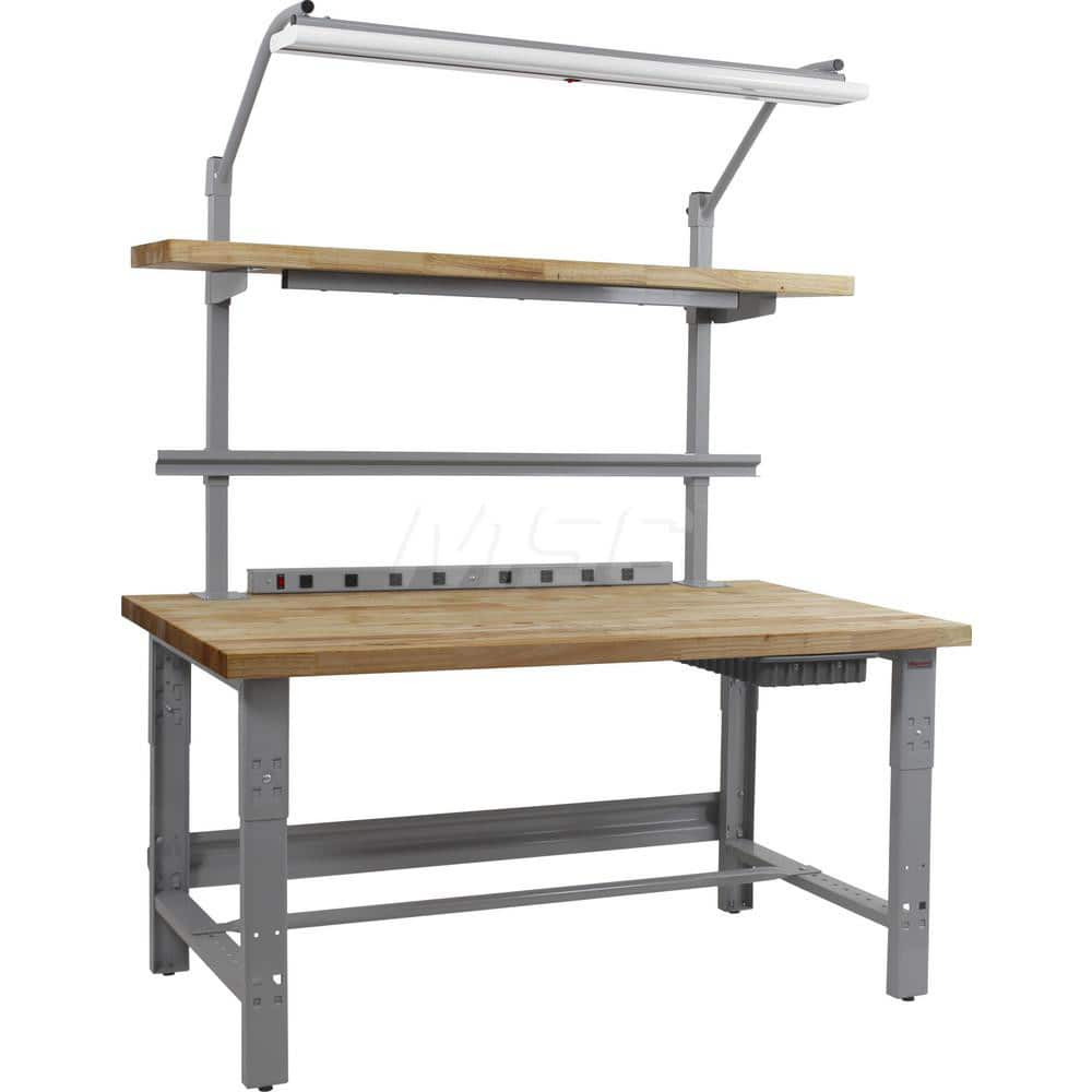 Stationary Work Bench: 60″ Wide, 30″ Deep, 36″ High, Gray