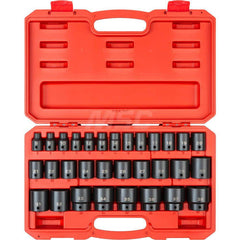 Socket Set: 1/2″ Drive 8 to 38 mm Socket, 6 Point