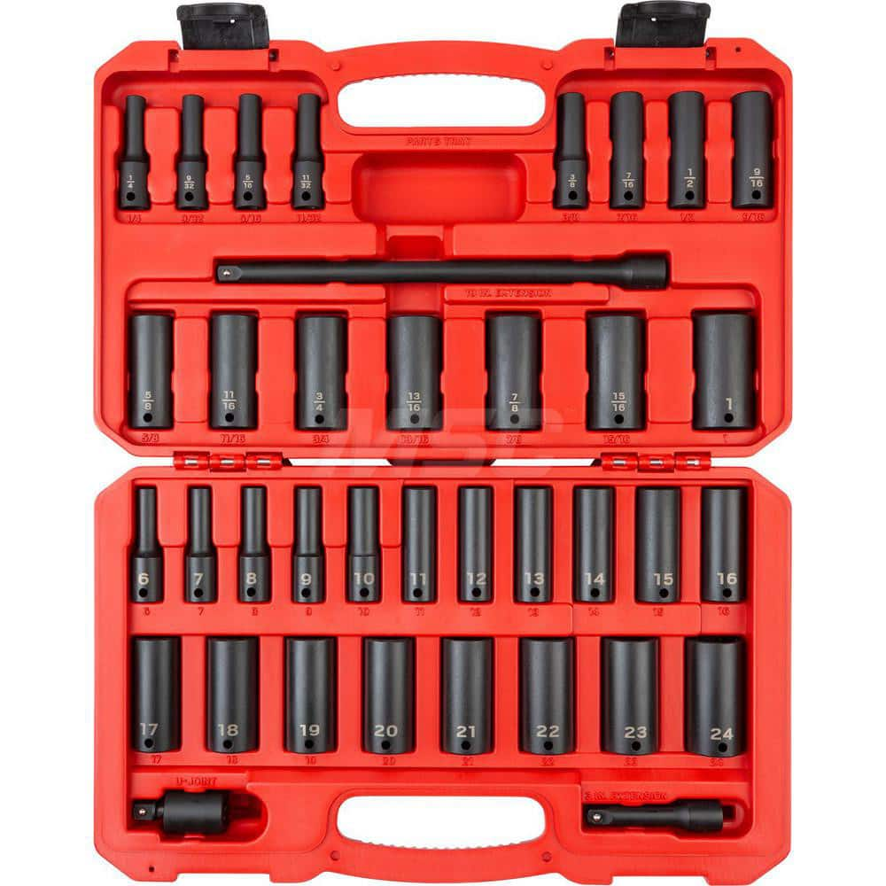 Socket Set: 3/8″ Drive 6 to 24 mm Socket, 6 Point