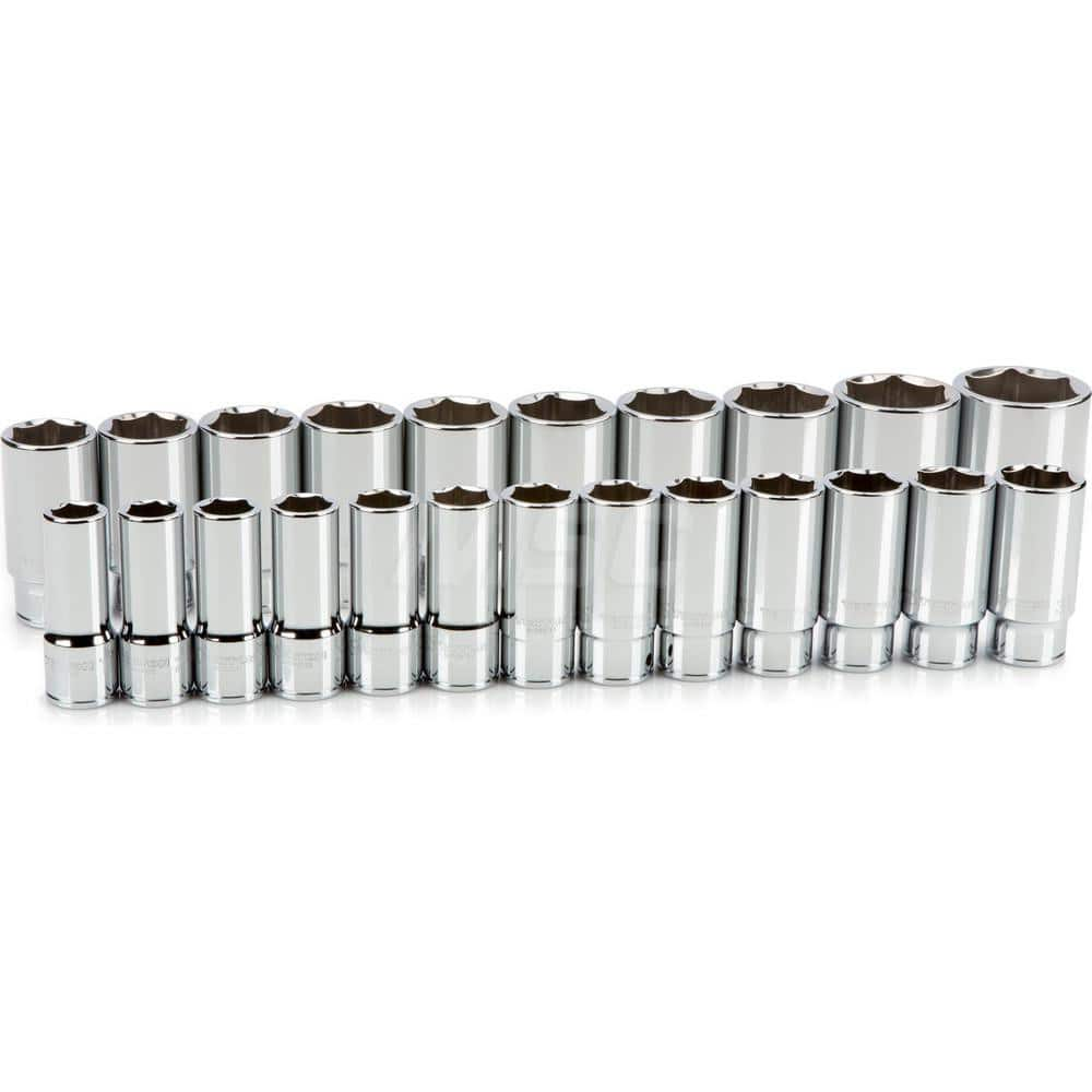 Socket Set: 3/4″ Drive 19 to 50 mm Socket, 6 Point