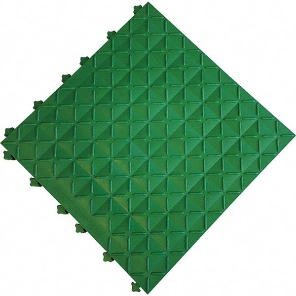 Ergo Advantage - 18" Long x 18" Wide x 1" Thick, Anti-Fatigue Modular Matting Anti-Fatigue Flooring - 2 Interlocking Sides, Green, For Dry Areas - A1 Tooling