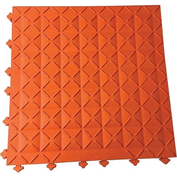 Ergo Advantage - 18" Long x 18" Wide x 1" Thick, Anti-Fatigue Modular Matting Anti-Fatigue Flooring - 2 Interlocking Sides, Orange, For Dry Areas - A1 Tooling