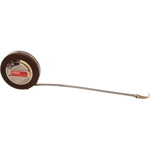 Lufkin - 20' x 10mm Silver Steel Blade Tape Measure - 1" Graduation, Decimal/Metric Graduation Style, Brown Vinyl Clad Steel Case - A1 Tooling