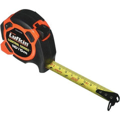 Lufkin - 16' x 3/4" Yellow Steel Blade Tape Measure - 1/8" Graduation, Inch/Metric Graduation Style, Orange/Black ABS Plastic Case - A1 Tooling