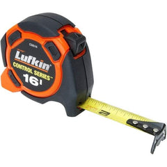 Lufkin - 16' x 3/4" Yellow Steel Blade Tape Measure - 1/8" Graduation, Inch Graduation Style, Orange/Black ABS Plastic Case - A1 Tooling