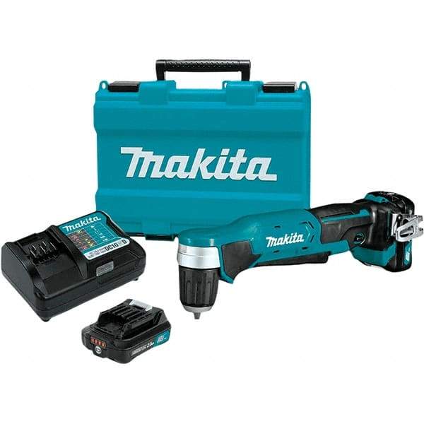 Makita - 12 Volt 3/8" Chuck Right Angle Handle Cordless Drill - 0-1100 RPM, Keyless Chuck, Reversible, 2 Lithium-Ion Batteries Included - A1 Tooling