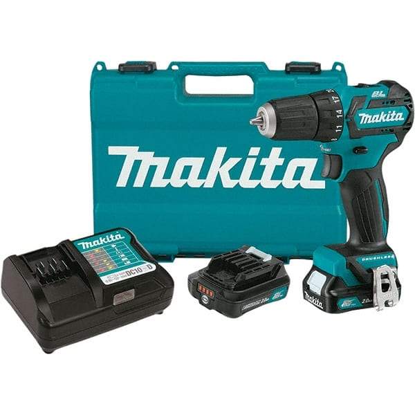 Makita - 12 Volt 3/8" Chuck Pistol Grip Handle Cordless Drill - 0-1500 RPM, Keyless Chuck, Reversible, 2 Lithium-Ion Batteries Included - A1 Tooling