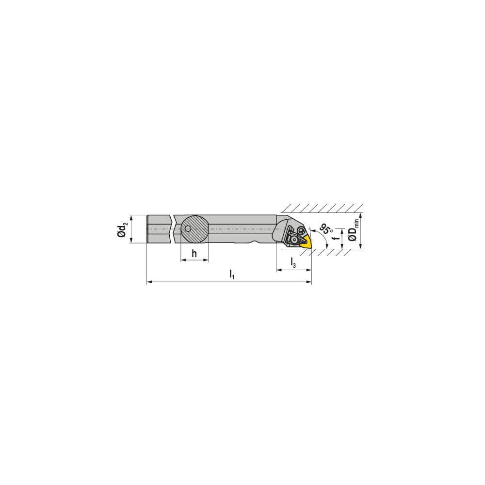 Indexable Boring Bar:  A32S DWLNL 08,  40.00 mm Min Bore,  32.00 mm Shank Dia,  95.00&deg N/A Steel 250.0000″ OAL,  Clamp,