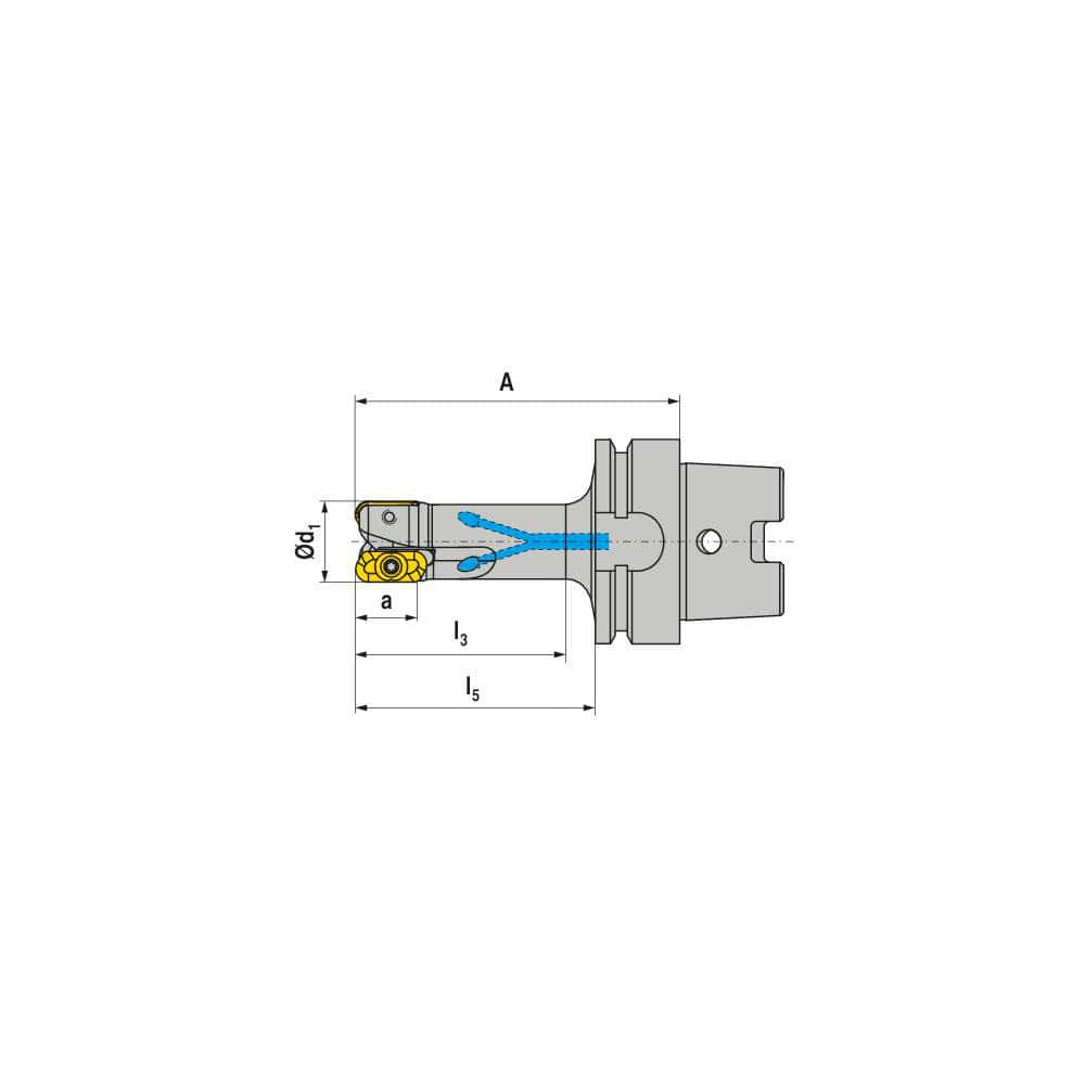 Indexable Square-Shoulder End Mill:  MHSC.32.R.0311H63A80,  Taper Shank Uses  3,  Normal Pressure,  120.00 mm OAL