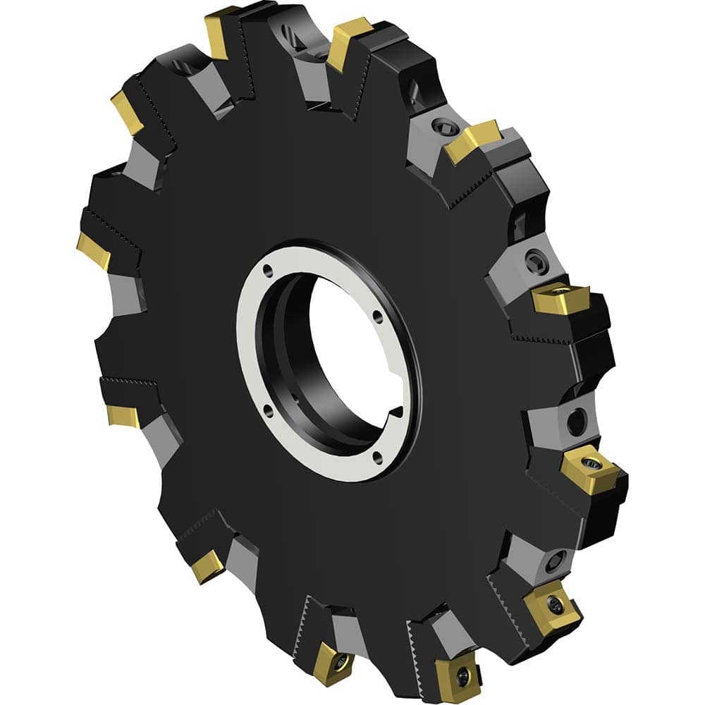 Indexable Slotting Cutter: 152 mm Cutter Dia, Arbor Hole Connection, 38.1 mm Hole, Right Hand Cut Screw & Clamp, Uses 12 R331.1A Inserts, 12 Teeth, Through Coolant