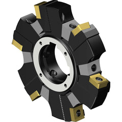 Indexable Slotting Cutter: 100 mm Cutter Dia, Arbor Hole Connection, 10.6 mm Depth of Cut, 32 mm Hole, Right Hand Cut Screw & Clamp, Uses 6 R331.1A Inserts, 6 Teeth, Through Coolant