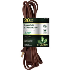 GoGreen Power - Power Cords; Cord Type: Replacement Cord ; Overall Length (Feet): 20 ; Cord Color: Brown ; Amperage: 13 ; Voltage: 125 ; Wire Gauge/Number of Conductors: 16/2 - Exact Industrial Supply