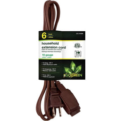 GoGreen Power - Power Cords; Cord Type: Replacement Cord ; Overall Length (Feet): 6 ; Cord Color: Brown ; Amperage: 13 ; Voltage: 125 ; Wire Gauge/Number of Conductors: 16/2 - Exact Industrial Supply