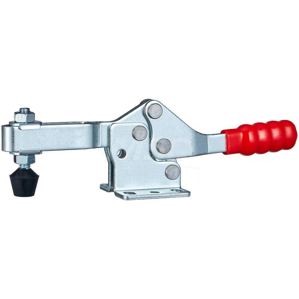 Manual Hold-Down Toggle Clamp: Horizontal, 200 lb Capacity, U-Bar, Flanged Base 61 ° Handle Movement, 91 ° Bar Opening, Steel