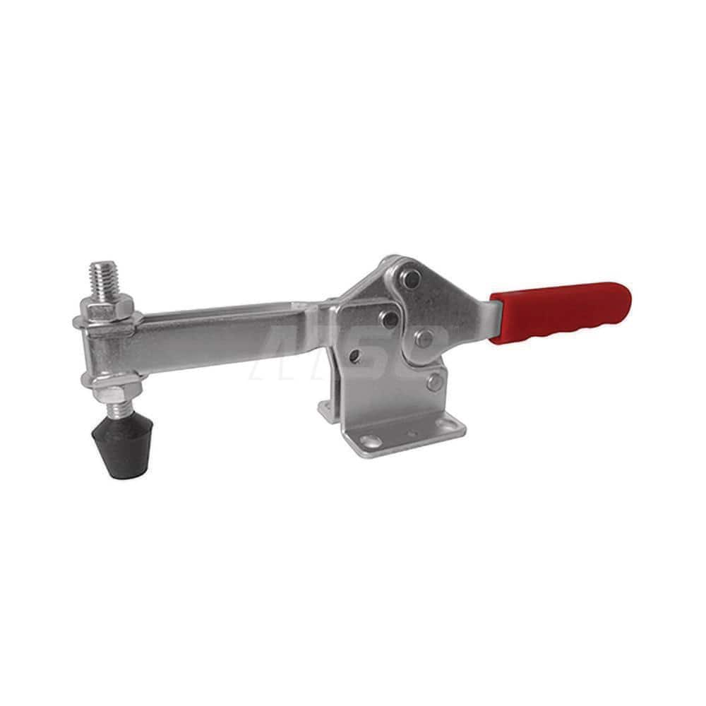 Manual Hold-Down Toggle Clamp: Horizontal, 750 lb Capacity, U-Bar, Flanged Base 59 ° Handle Movement, 93 ° Bar Opening, Steel