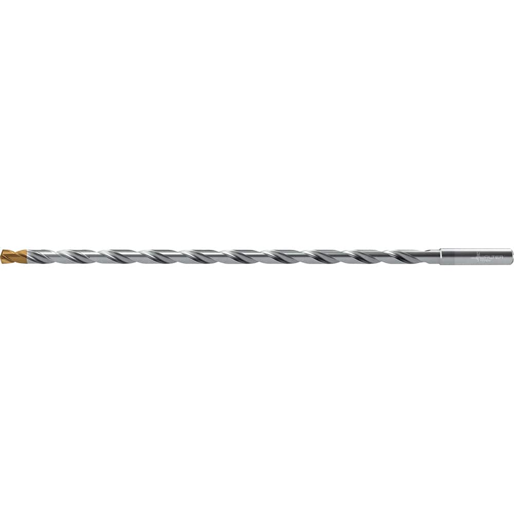 Extra Length Drill Bit: 0.4687″ Dia, 140 °, Solid Carbide TiSiAlCrN Finish, 12.756″ Flute Length, 14.685″ OAL, Straight-Cylindrical Shank, Series DC160-25-A1