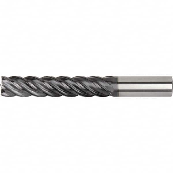 Corner Radius End Mill: 5/8″ Dia, 3-1/8″ LOC, 0.03″ Radius, 5 Flutes, Solid Carbide 6″ OAL, 5/8″ Shank Dia, 40 ° Helix, AlTiN Coated, Corner Radius End, Series KOR5