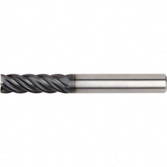 Corner Radius End Mill: 0.6299″ Dia, 5 Flutes, Solid Carbide 40 ° Helix, AlTiN Coated, Corner Radius End, Series KOR5