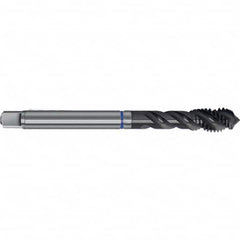 Spiral Flute Tap: M10 x 1.25, Metric Fine, 3 Flute, Semi-Bottoming, 6HX Class of Fit, HSS-E, TiAlN Finish Right Hand Flute, Right Hand Thread, D6 & D7,Series 0394