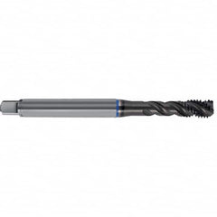 Spiral Flute Tap: M3 x 0.50, Metric, 3 Flute, Semi-Bottoming, 6HX Class of Fit, PM-HSS-E, TiAlN Finish Right Hand Flute, Right Hand Thread, D3 & D4, Series 4634