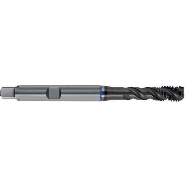 Spiral Flute Tap: M20 x 2.50, Metric, 4 Flute, Semi-Bottoming, 6HX Class of Fit, PM-HSS-E, TiAlN Finish Right Hand Flute, Right Hand Thread, D7 & D8, Series 4650