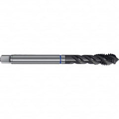 Spiral Flute Tap: M10 x 1.00, Metric Fine, 3 Flute, Semi-Bottoming, 6GX Class of Fit, HSS-E, TiAlN Finish Right Hand Flute, Right Hand Thread, D7 & D8, Series 4628