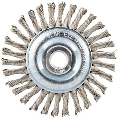 Norton - 4" OD, 5/8-11 Arbor Hole, Stringer Bead Twist Knot Stainless Steel Wheel Brush - A1 Tooling