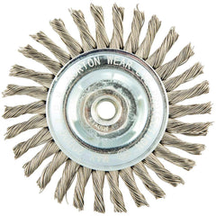 Norton - 4" OD, M10 Arbor Hole, Stringer Bead Twist Knot Stainless Steel Wheel Brush - A1 Tooling