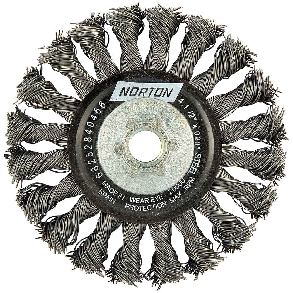 Norton - 4-1/2" OD, 5/8-11 Arbor Hole, Knotted Carbon Wheel Brush - A1 Tooling