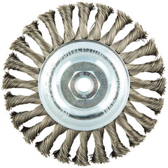 Norton - 6" OD, 5/8-11 Arbor Hole, Knotted Stainless Steel Wheel Brush - A1 Tooling