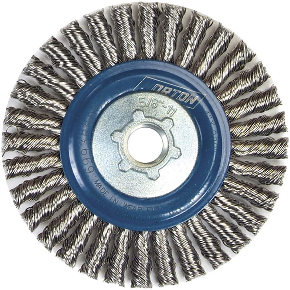 Norton - 4" OD, 5/8-11 Arbor Hole, Stringer Bead Twist Knot Stainless Steel Wheel Brush - A1 Tooling