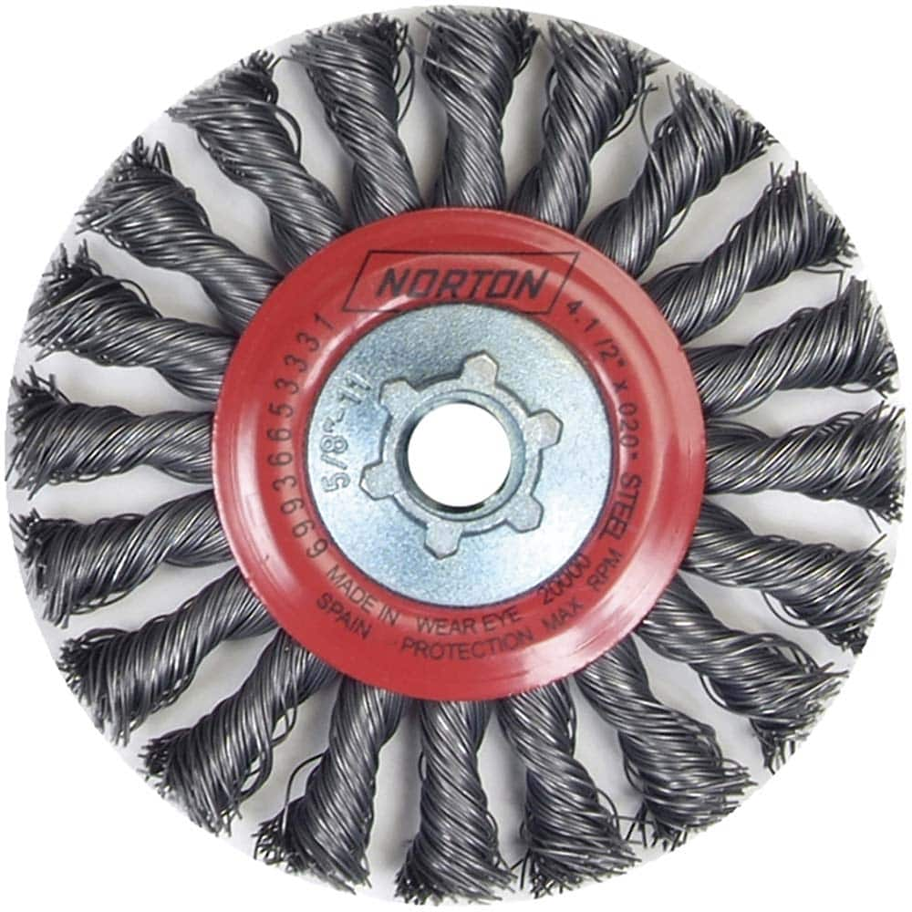 Norton - 4-1/2" OD, 5/8-11 Arbor Hole, Knotted Carbon Wheel Brush - A1 Tooling