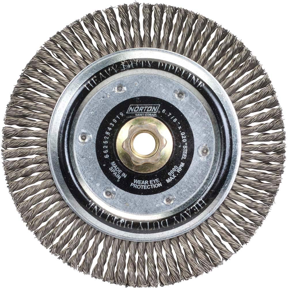 Norton - 6-7/8" OD, 5/8-11 Arbor Hole, Stringer Bead Carbon Wheel Brush - A1 Tooling