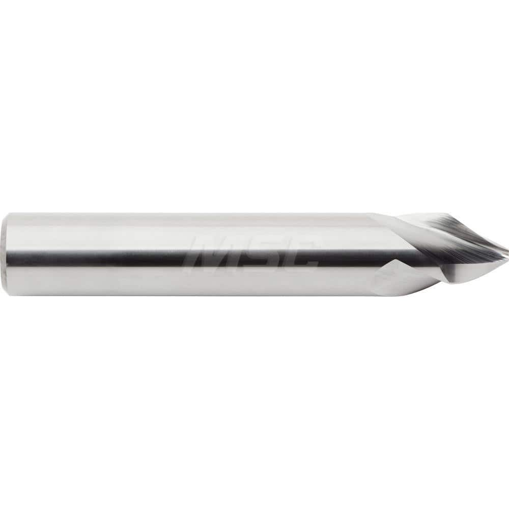 M.A. Ford - Chamfer Mills; Cutter Head Diameter (Inch): 1/8 ; Included Angle A: 60 ; Chamfer Mill Material: Solid Carbide ; Chamfer Mill Finish/Coating: Uncoated ; Overall Length (Inch): 1-1/2 ; Shank Diameter (Inch): 1/8 - Exact Industrial Supply