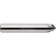 Chamfer Mill: 0.5″ Dia, 3 Flutes, Solid Carbide 3″ OAL, 1/2″ Shank Dia, Bright/Uncoated