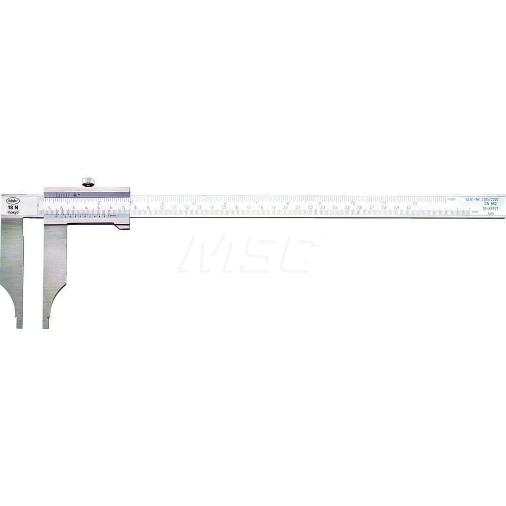 Mahr - Vernier Calipers; Minimum Measurement (mm): 0 ; Minimum Measurement (Decimal Inch): 0 ; Maximum Measurement (Decimal Inch): 12 ; Maximum Measurement (mm): 300 ; Graduation (mm): 0.02 ; Jaw Depth (mm): 90.00 - Exact Industrial Supply