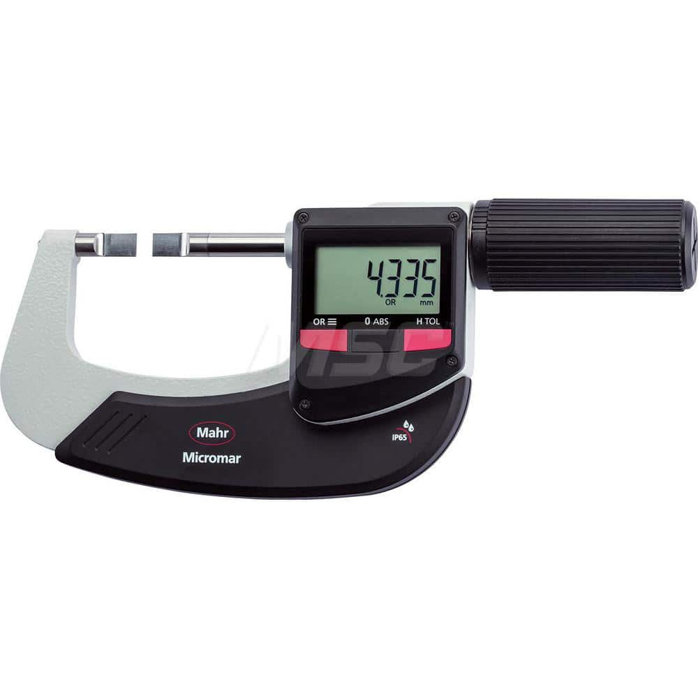 Mahr - Electronic Outside Micrometers; Type: Digital Outside Micrometer ; Minimum Measurement (Decimal Inch): 3 ; Minimum Measurement (mm): 75.00 ; Maximum Measurement (mm): 100 ; Thimble Type: Ratchet ; Calibrated: No - Exact Industrial Supply